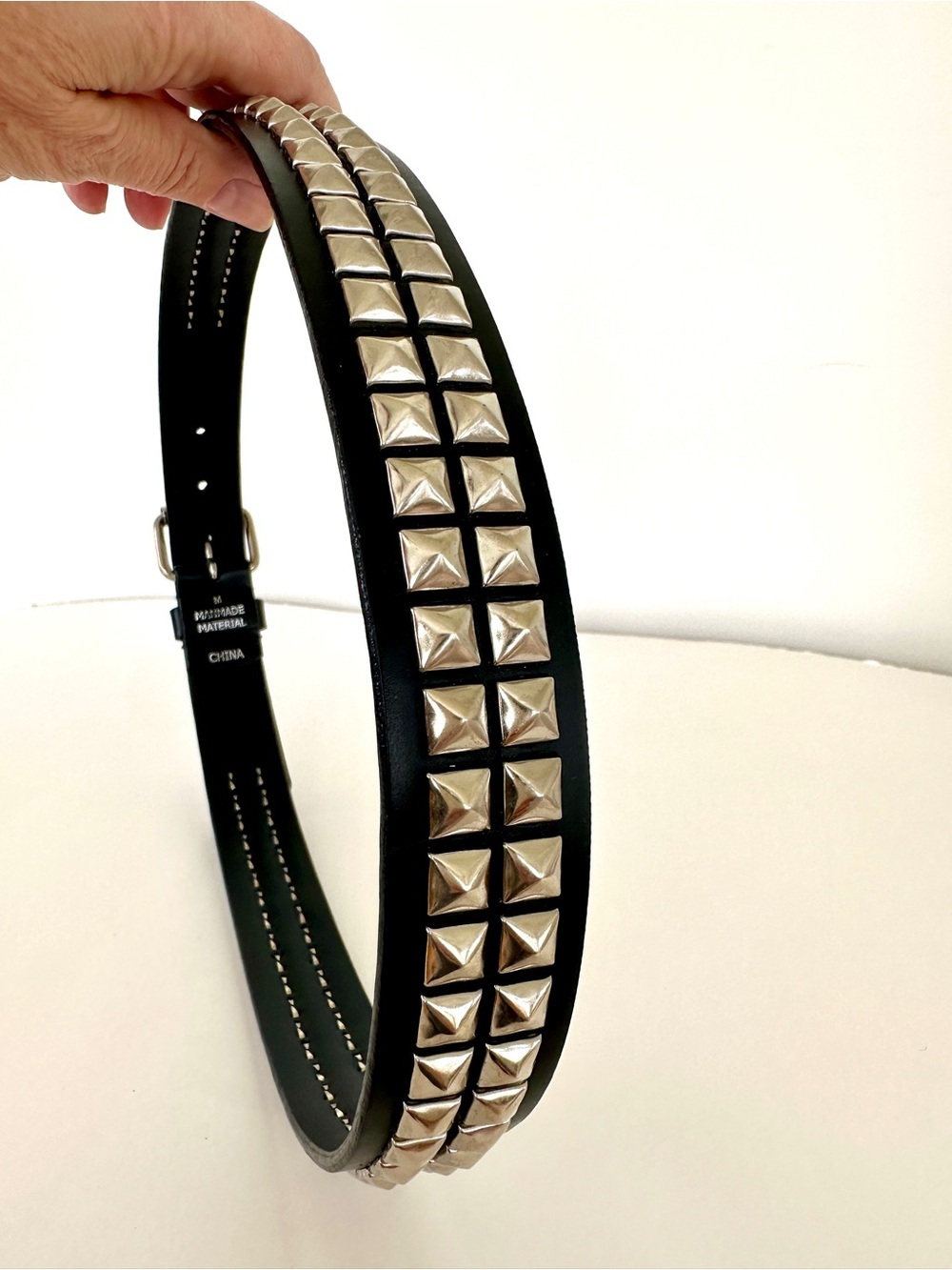 Black Studded Faux Leather Belt - Women Accessories